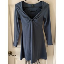 Wild Fable Blue Twist Front Long Sleeve Mini Dress Sweetheart Neck Sz M Bodycon