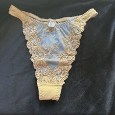 NEW Victoria's Secret VINTAGE Y2K 1998 Satin Lace Thong Panty MEDIUM NWOT
