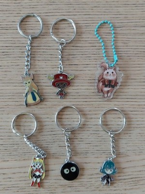 Small Keychain Mixed Lot of 6 Different Characters Good Condition