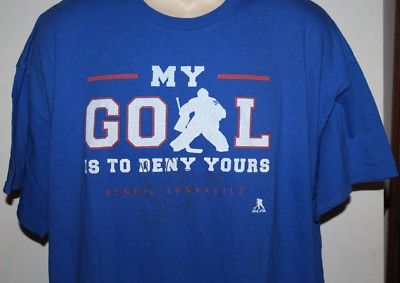 New York Rangers Henrik Lundqvist My Goal Is To Deny Yours Men's 2XL Shirt