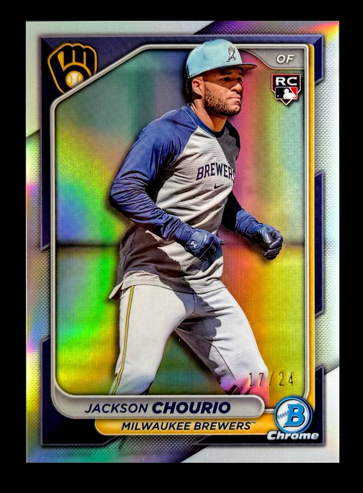 Jackson Chourio 2024 Bowman Chrome Rookie Color Run Variant #17/24 Rare! 🔥