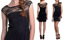 Anthropologie Hotter Than Her Dress Large 10 12 Black Fit + Flare Sexy Lace NWT