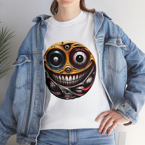 Adult T Shirt Happy Face Horror Tee Streetwear Graphic Spooky Skater Retro Cool - Picture 12 of 13