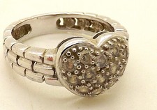 Vintage Sterling Silver CZ Heart Ring Size 6