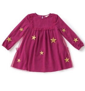 pink dress with gold stars