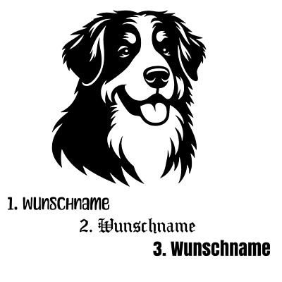 Aufkleber - Hund - Berner Sennenhund + Wunschname - Auto - Anhänger
