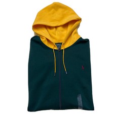 NWT Ralph Lauren POLO Men's Poly Cotton Fleece Hoodie Color Block SZ LARGE
