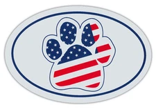 Oval Shaped Pet Magnets: UNITED STATES FLAG DOG PAW | Cars, Trucks