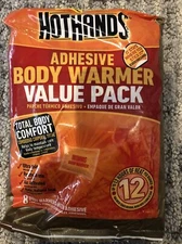 Hothands Body Warmer Value Pack  8 Adhesive Warmers New and Sealed 12/22