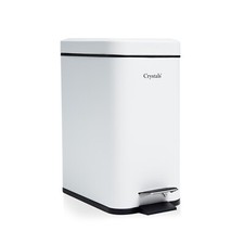 5L BATHROOM SLIM KITCHEN PEDAL RECTANGULAR BIN WASTE WITH SOFT CLOSING LID WHITE