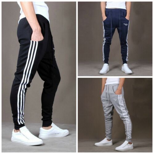 Mens Joggers Track Pants Skinny Sweatpants Gym Tracksuit Sport Pants Trackies - Picture 1 of 11