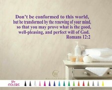 Romans 12:2 World Perfect Will of God Bible Verse Wall Quote Vinyl Decal Sticker