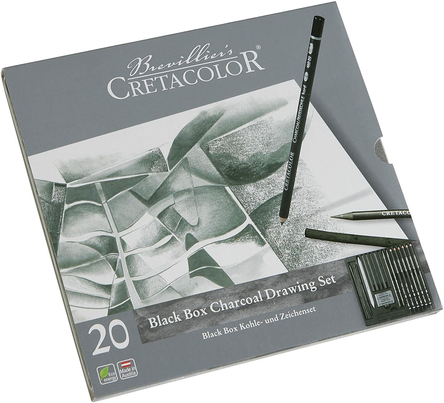 Brevillier Cretacolor Black Box Tin Charcoal Drawing Set of 20