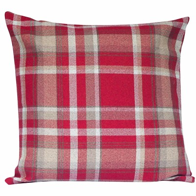 Extra großes Kissen mit Schottenkaro in Rot. Doppelseitig. 23x23'' (58cm) XL Vierkant.