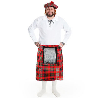 ADULTS SCOTLAND SCOTTISH KILT & SHIRT SUPPORTERS FANCY DRESS BURNS NIGHT |  eBay