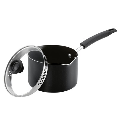 3-Quart Heavy-duty Aluminum Non-Stick Straining Saucepan W/ Lid Kitchen Cooking