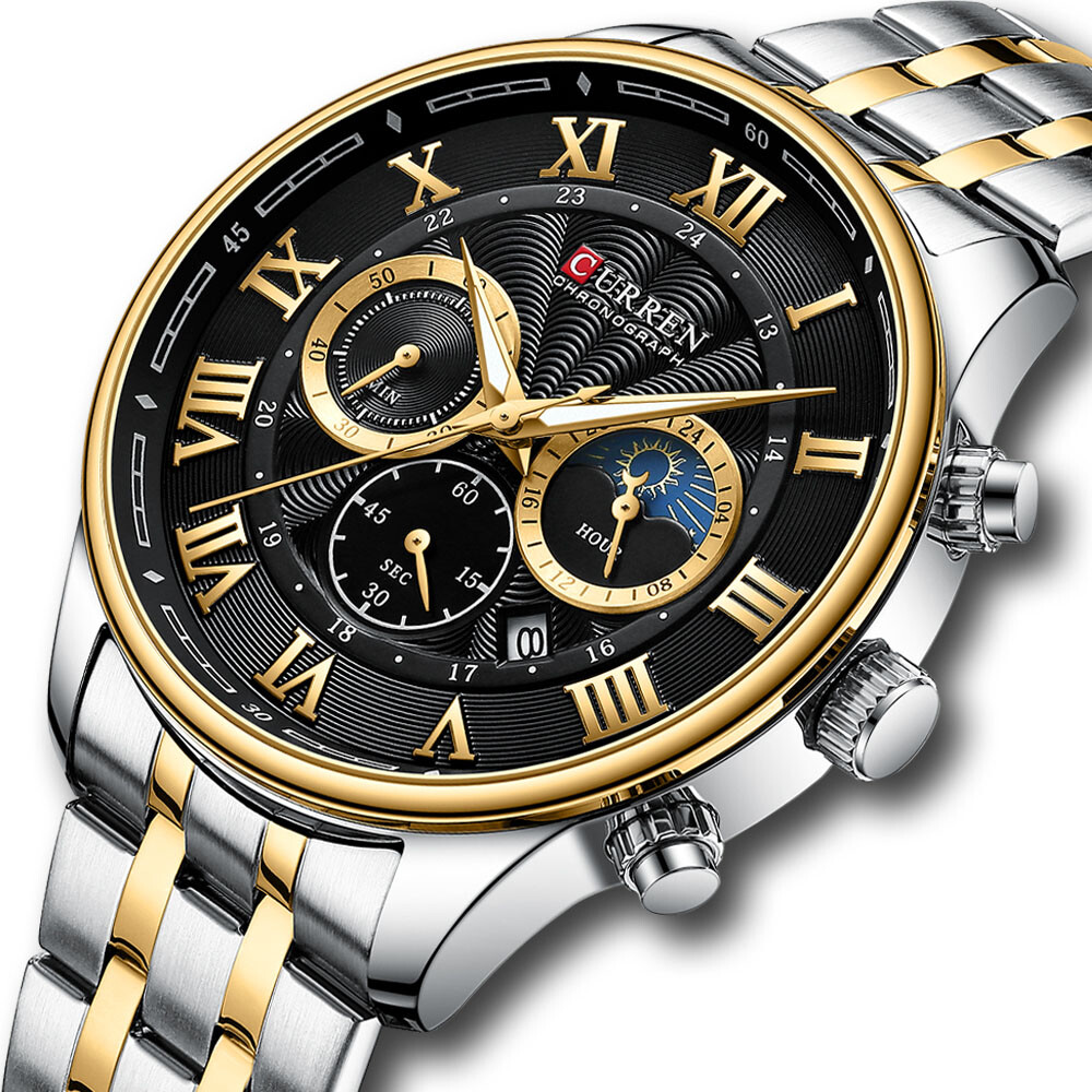 Silver Roman Numeral Water Resistant Stainless Steel Multi 