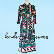 MONSOON GEOMETRIC PRINT JERSEY SHIRT PARTY DRESS SIZE M 12/14