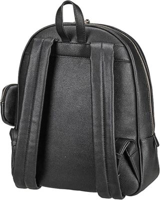 Guess Black Logo Backpack - Structured Faux Leather, Excellent Condition Guess Black Faux Leather small backpack Logo textured w  main image 3