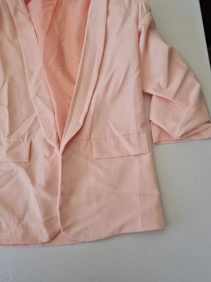 Ladies Blazer Boohoo Size 14 3/4 Sleeve Open Front Pink 001 - Image 2 of 4