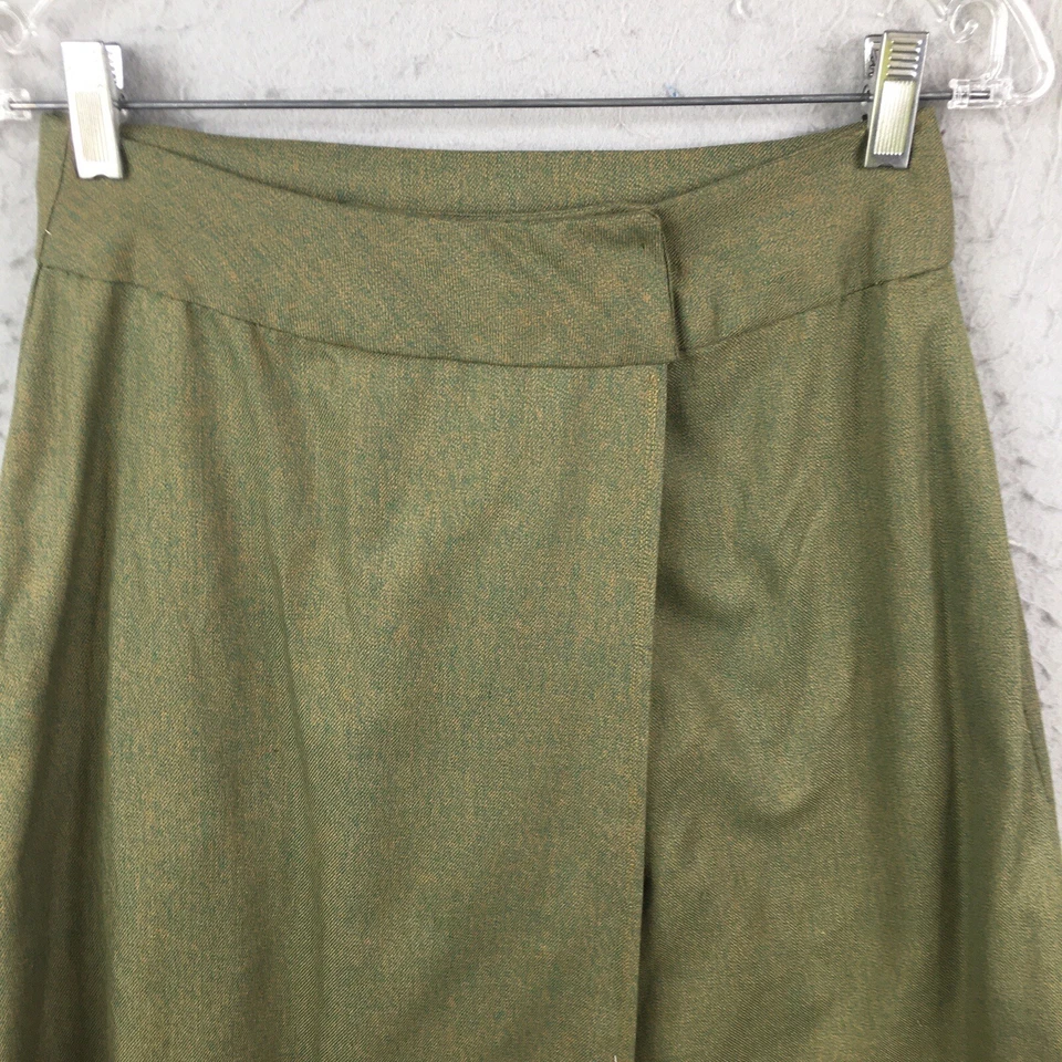 Falda Vintage Hecha a Mano Mujer Pequeña Verde Oficina Carrera Años 60 Retro Envoltura Preppy Foto 2 de 4