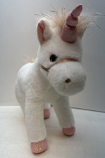 FAO Schwarz Pink Gold  White Unicorn Glitter Eyes Plush Stuffed Animal