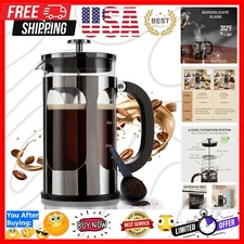 Sleek 1 Liter French Press Coffee Maker with Durable Build & Effortless Cleaning