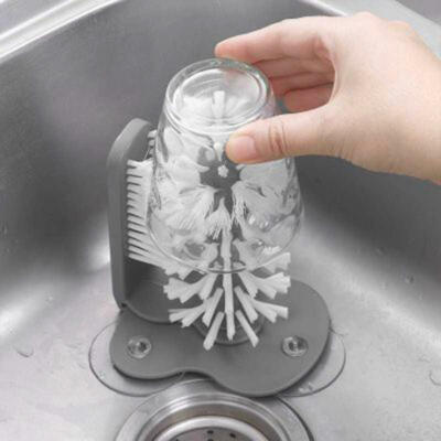 Glass Washer Cleaner Wall-washing Cup Brush with New Double Sided Bristle Brush