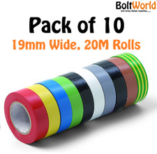 10 Rolls PVC Electrical Insulating Tape Flame Retardant Coloured Insulation Tape