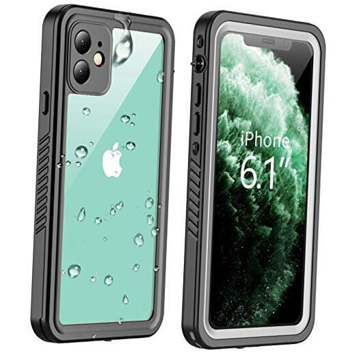 Compatible with iPhone 11 Waterproof Case, Built-in Screen Black/Clear