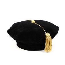 Graduation Doctoral Tam Blue Velvet 8 Sided with Gold Bullion Tassel Black 8...