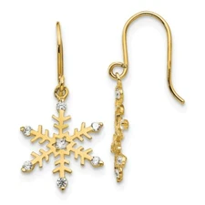 14k Yellow Gold Children's CZ Snowflake Dangler Earrings Madi K Kids Jewelry