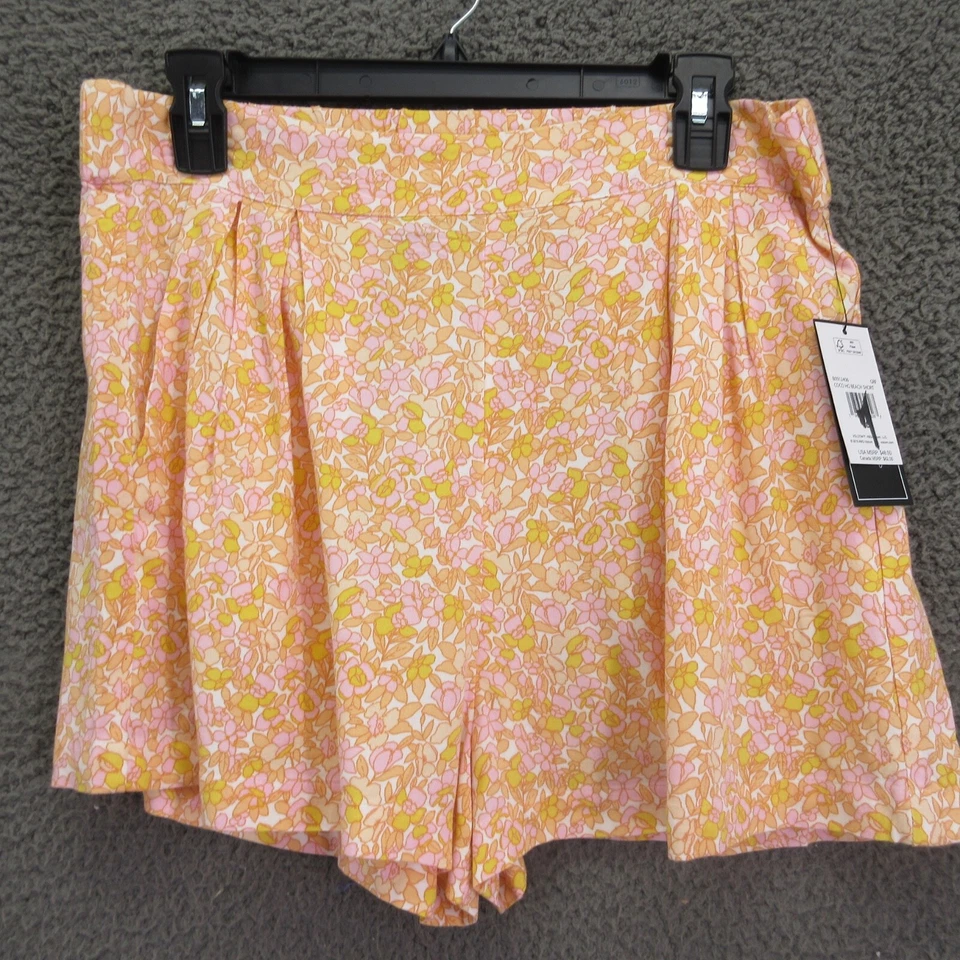 Volcom Coco Ho Beach Shorts Women L (10) Floral Pink Yellow Orange Viscose 4807 - Image 2 of 4