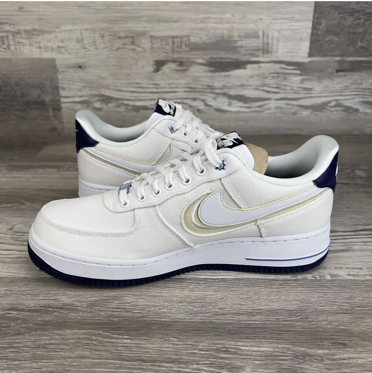 Size 14 - Nike Air Force 1 Low White Canvas Navy for sale online 