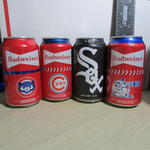 Chicago Cubs White Sox 2020 Goose Island Budweiser empty 12oz beer 4