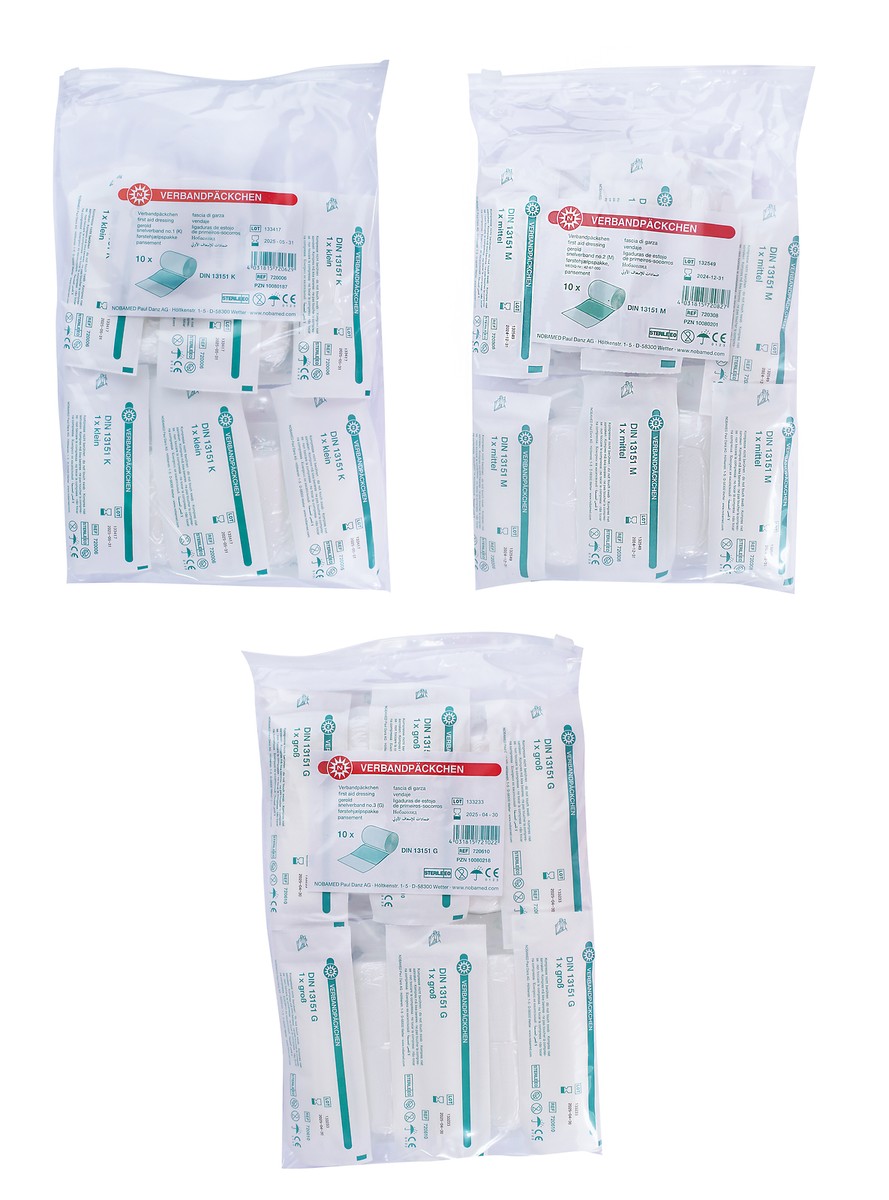 Noba Verbandpäckchen, steril, DIN 13151, Erste Hilfe Verband, einzeln verpackt