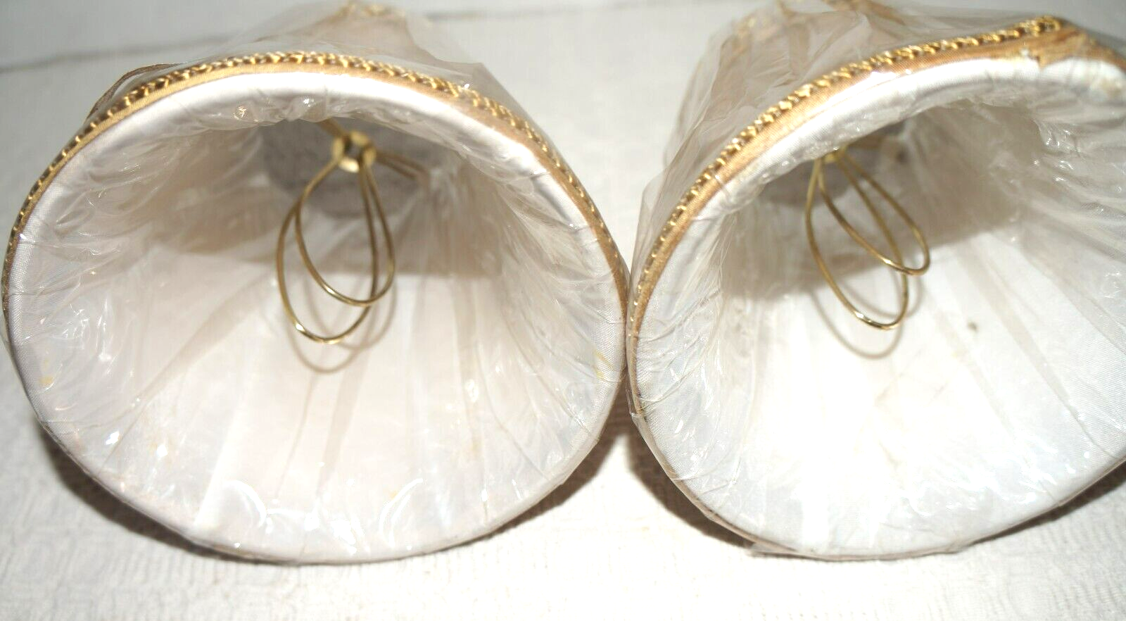 2 Bell Lamp Shades Gold Small 5"H x 31/8" x 51/8" Candelabra ClipOn