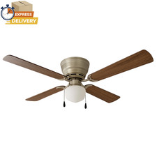 42" Hugger Indoor Ceiling Fan with Single Light, Satin Nickel, 4 Blades