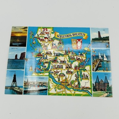 Germany Schleswig-Holstein Map Postcard Standard 5.5 X 3.5 In Blue Germany