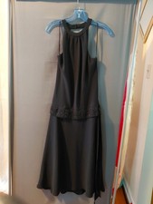 K Studio Black Beaded Halter Midi A-Line Formal Dress Size 14
