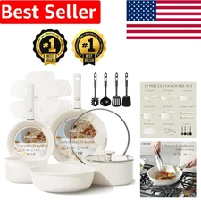 Elegant 17-Piece Nonstick Cookware Set with Detachable Handles for Space-Saving