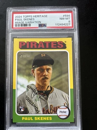 2024 Topps Heritage Paul Skenes  Image Variation Psa 8