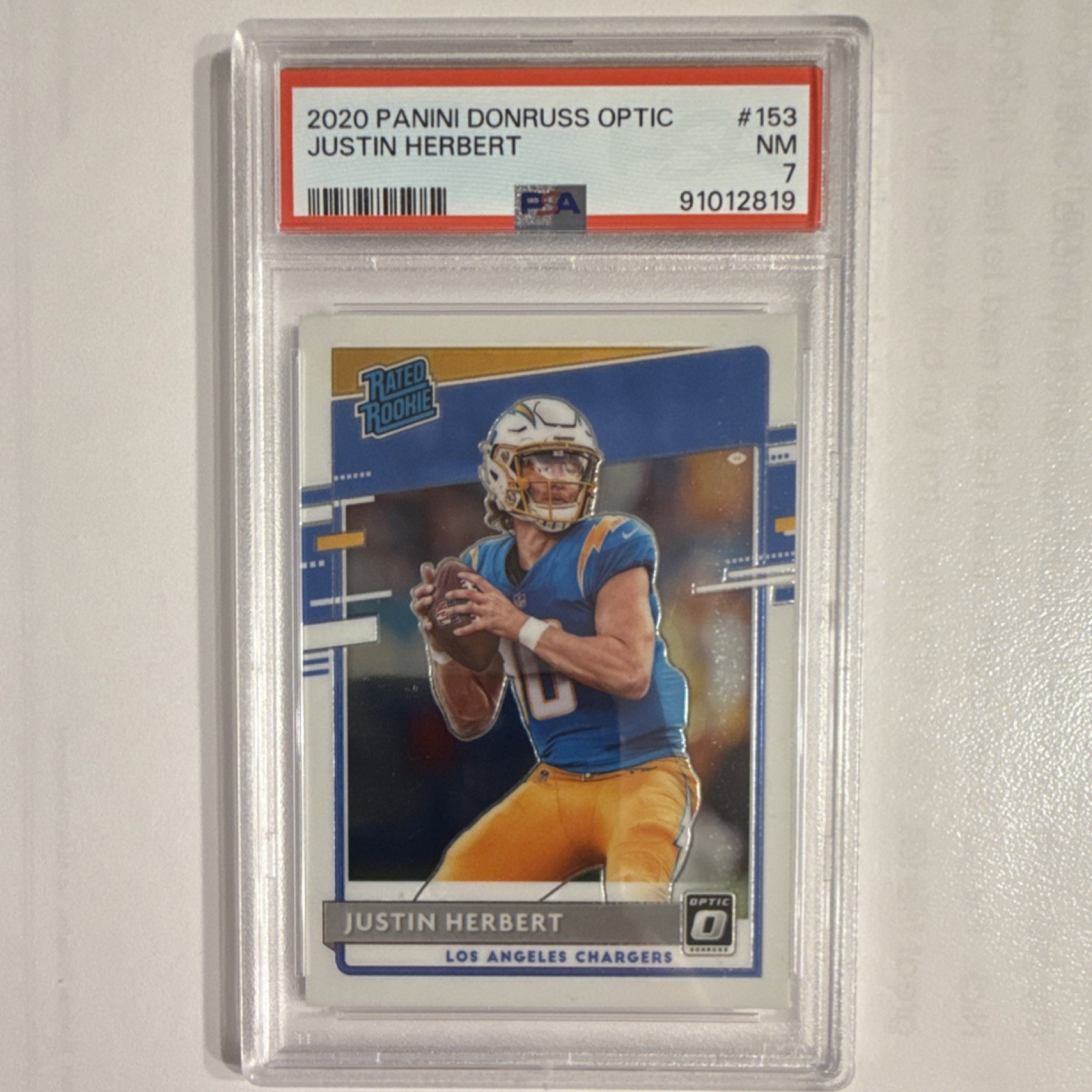2020 Panini Donruss Optic Rated Rookie #153 Justin Herbert PSA 7 Chargers NFL