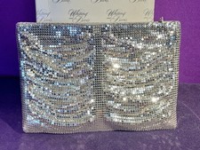 Vintage Ruched Silver Mesh Whiting Davis Evening Clutch - New with Box