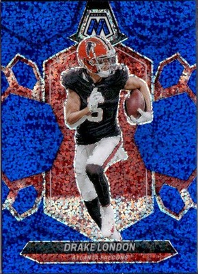 DRAKE LONDON 2024 PANINI MOSAIC BLUE SPARKLE PRIZM JERSEY # SP 5/96 FALCONS