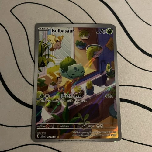 Pokémon TCG Stellar Crown Bulbasaur Card IR 143/142 Near Mint Condition