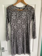 Womens Wallis Silver Netted Lined Dress Size 12