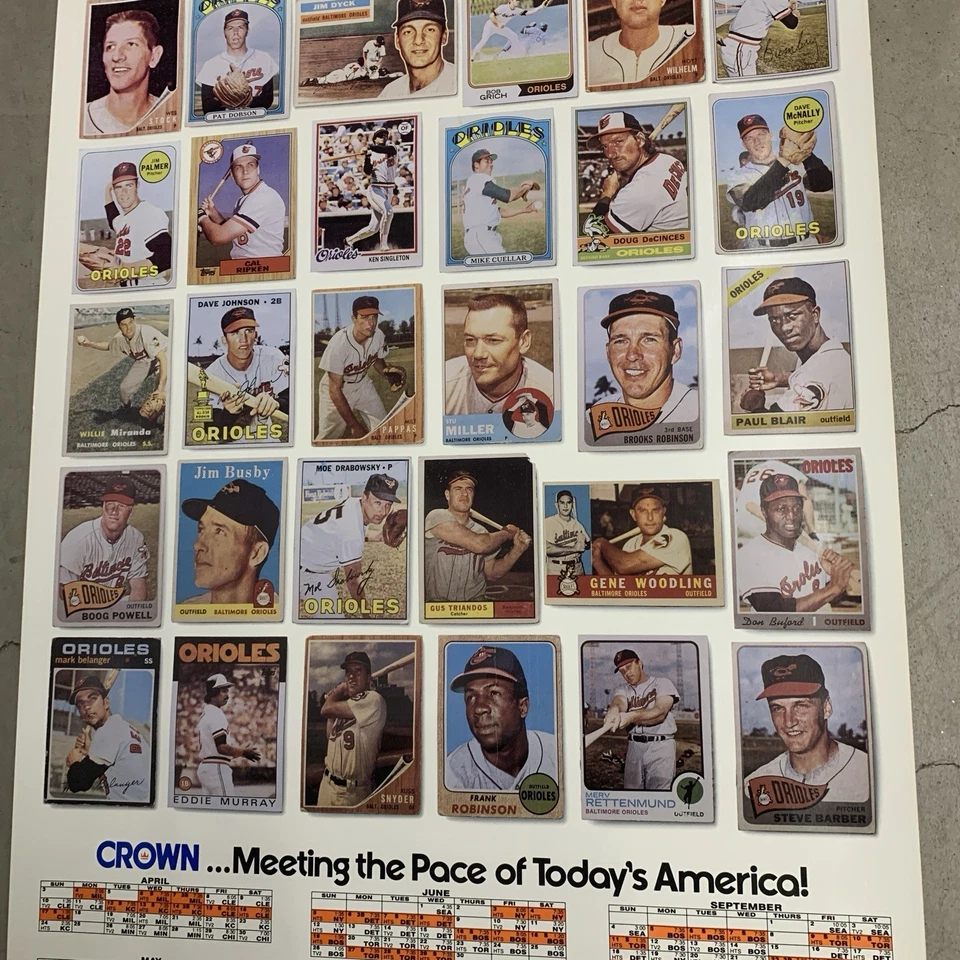Vintage 1988 MLB Baltimore Orioles Cards Crown Classic Racing Advertising Poster - Image 4 of 4