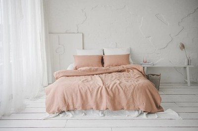 Blush pink linen duvet cover 1 duvet cover Softened linen Comforter cover