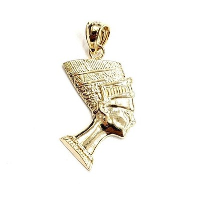 14k massiv Gelbgold Ägyptische Nofretete Kopf Königin Anhänger feiner Schmuck 1,9g
